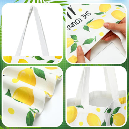 6 Pcs 15" Large Lemon Canvas Tote Bags Reusable Lemon Gifts Bag Summer Amalfi Coast Tote Bag, She Found Her Main Squeeze Capri Positano Italy Gifts for Bridal Shower Wedding Baby Shower