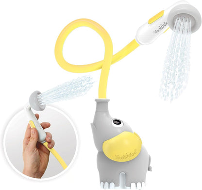 Baby Bath Shower Head - Elephant Water Pump and Trunk Spout Sprayer - One Handed Flow Control for Newborn Babies in Tub Or Sink (Yellow)