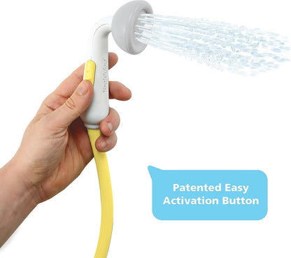 Baby Bath Shower Head - Elephant Water Pump and Trunk Spout Sprayer - One Handed Flow Control for Newborn Babies in Tub Or Sink (Yellow)