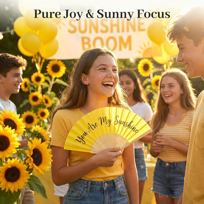 12 PCS Lemon Yellow Paper Fans Handheld, 8.3 Inch Folding Hand Fan | Lemon Party Decorations, Chinese and Japanese Style, Crafts for Wedding, Dancing, Hawaiian Beach Party Favors
