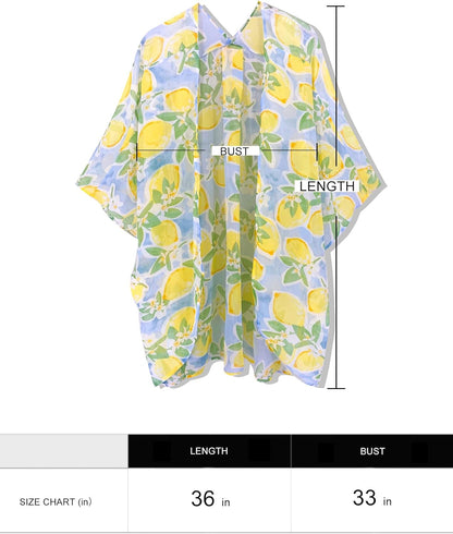 Women's Beach Kimono Coverup Sheer Chiffon Open Front Cover Ups | Casual Loose Cardigan Tops, Floral Print, Kimonos for Women,Beach Vacation Clothes
