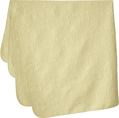 Austin Queen Oversized Bedspread Set, 3-Piece Pinsonic Quilted Lightweight Microfiber Bedspread Coverlet, Pastel Yellow | Oversized