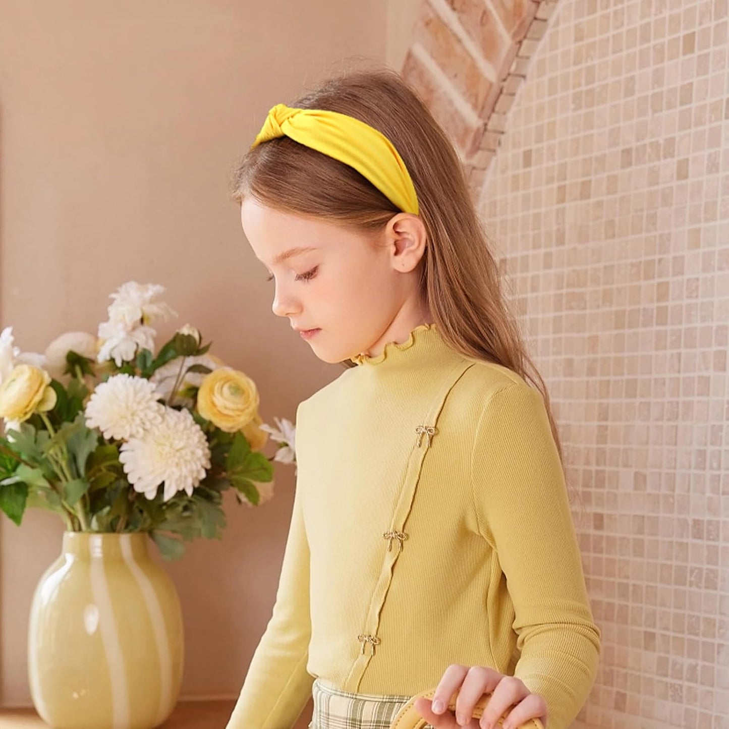 Yellow Knotted Headband Knot Hair Bands Fashion Elegant Hair Accessories for Women Girls Fall Thanksgiving Birthday Wedding Party Supplies