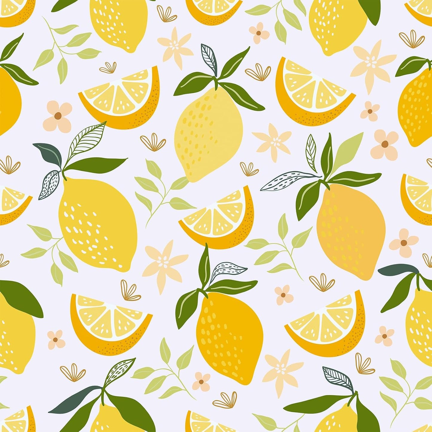 Lemon Peel and Stick Wallpaper Yellow Lemon Fruit Wallpaper for Bedroom Bathroom 12"x100" Self Adhesive Removable Contact Paper for Cabinets Walls Waterproof Modern Flower Fruit Vinyl Rolls