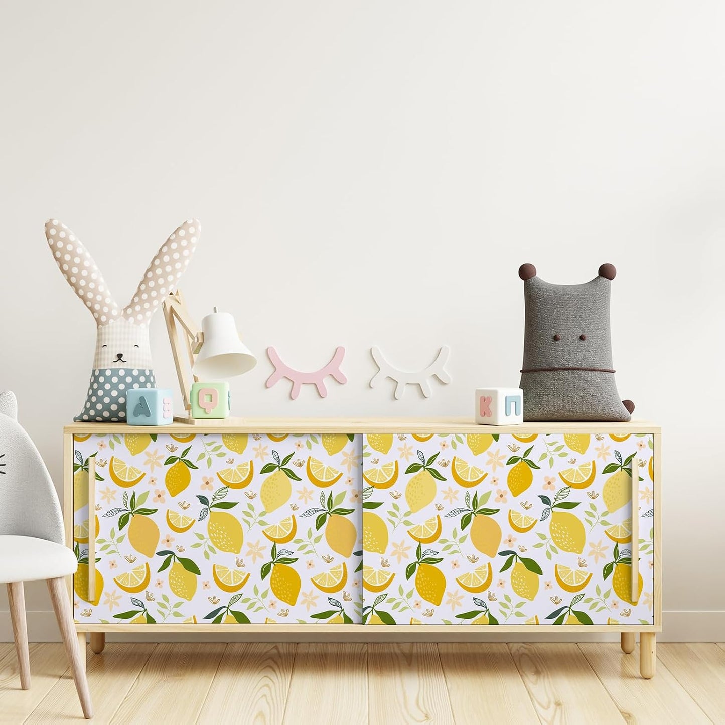 Lemon Peel and Stick Wallpaper Yellow Lemon Fruit Wallpaper for Bedroom Bathroom 12"x100" Self Adhesive Removable Contact Paper for Cabinets Walls Waterproof Modern Flower Fruit Vinyl Rolls