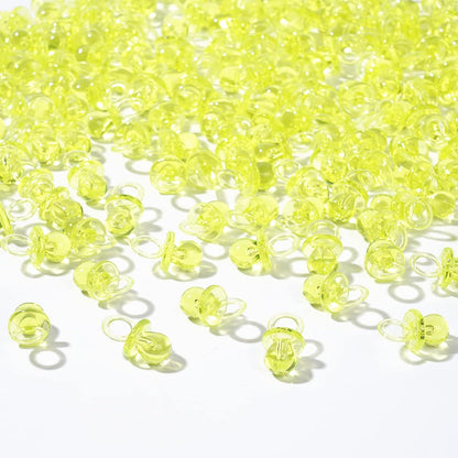 150 Mini Acrylic Pacifiers for Baby Shower Girl Game, 0.86 Inch Bulk Chupones para Gender Reveal Party Favors Table Decoration (Yellow)