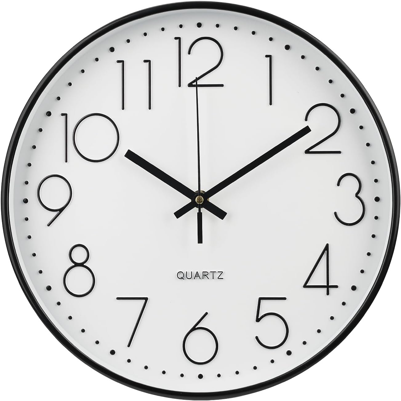 Wall Clock 10 Inch Non-Ticking Silent Modern Simple Style Round Decor Clock Yellow Stereoscopic Dial Quartz Wall Clocks for Home/Office/School/Living Room/Bedroom/Kitchen