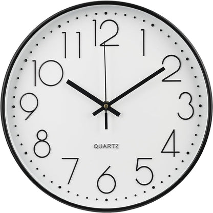 Wall Clock 10 Inch Non-Ticking Silent Modern Simple Style Round Decor Clock Yellow Stereoscopic Dial Quartz Wall Clocks for Home/Office/School/Living Room/Bedroom/Kitchen