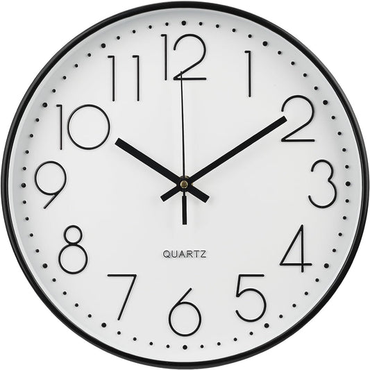 Wall Clock 10 Inch Non-Ticking Silent Modern Simple Style Round Decor Clock Yellow Stereoscopic Dial Quartz Wall Clocks for Home/Office/School/Living Room/Bedroom/Kitchen