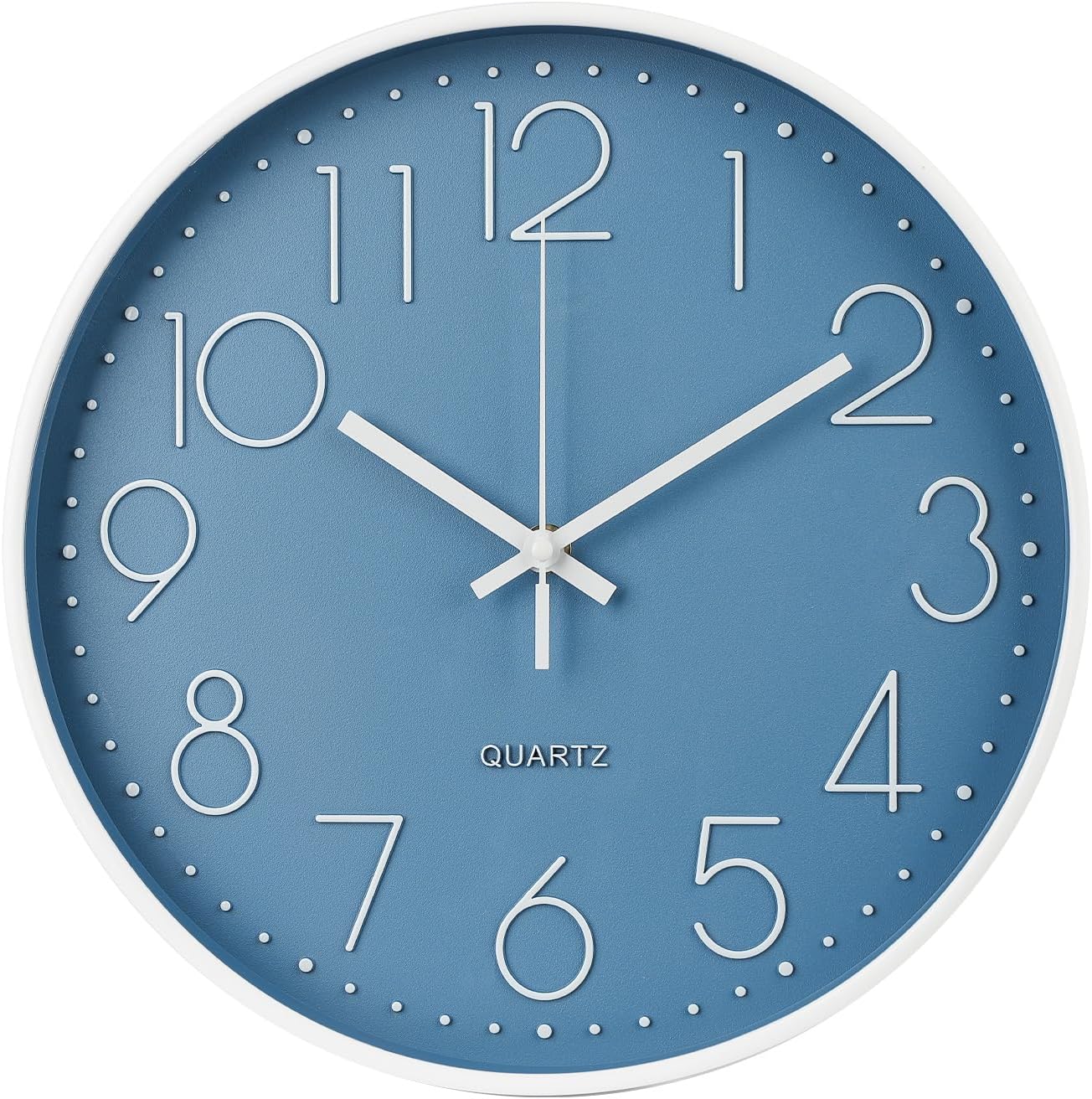 Wall Clock 10 Inch Non-Ticking Silent Modern Simple Style Round Decor Clock Yellow Stereoscopic Dial Quartz Wall Clocks for Home/Office/School/Living Room/Bedroom/Kitchen