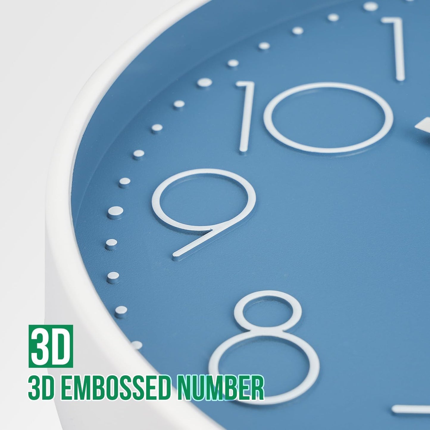Wall Clock 10 Inch Non-Ticking Silent Modern Simple Style Round Decor Clock Yellow Stereoscopic Dial Quartz Wall Clocks for Home/Office/School/Living Room/Bedroom/Kitchen