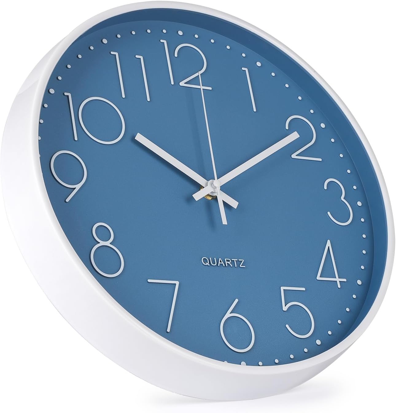 Wall Clock 10 Inch Non-Ticking Silent Modern Simple Style Round Decor Clock Yellow Stereoscopic Dial Quartz Wall Clocks for Home/Office/School/Living Room/Bedroom/Kitchen