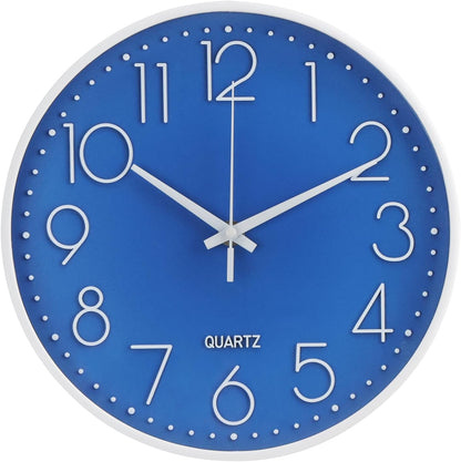 Wall Clock 10 Inch Non-Ticking Silent Modern Simple Style Round Decor Clock Yellow Stereoscopic Dial Quartz Wall Clocks for Home/Office/School/Living Room/Bedroom/Kitchen
