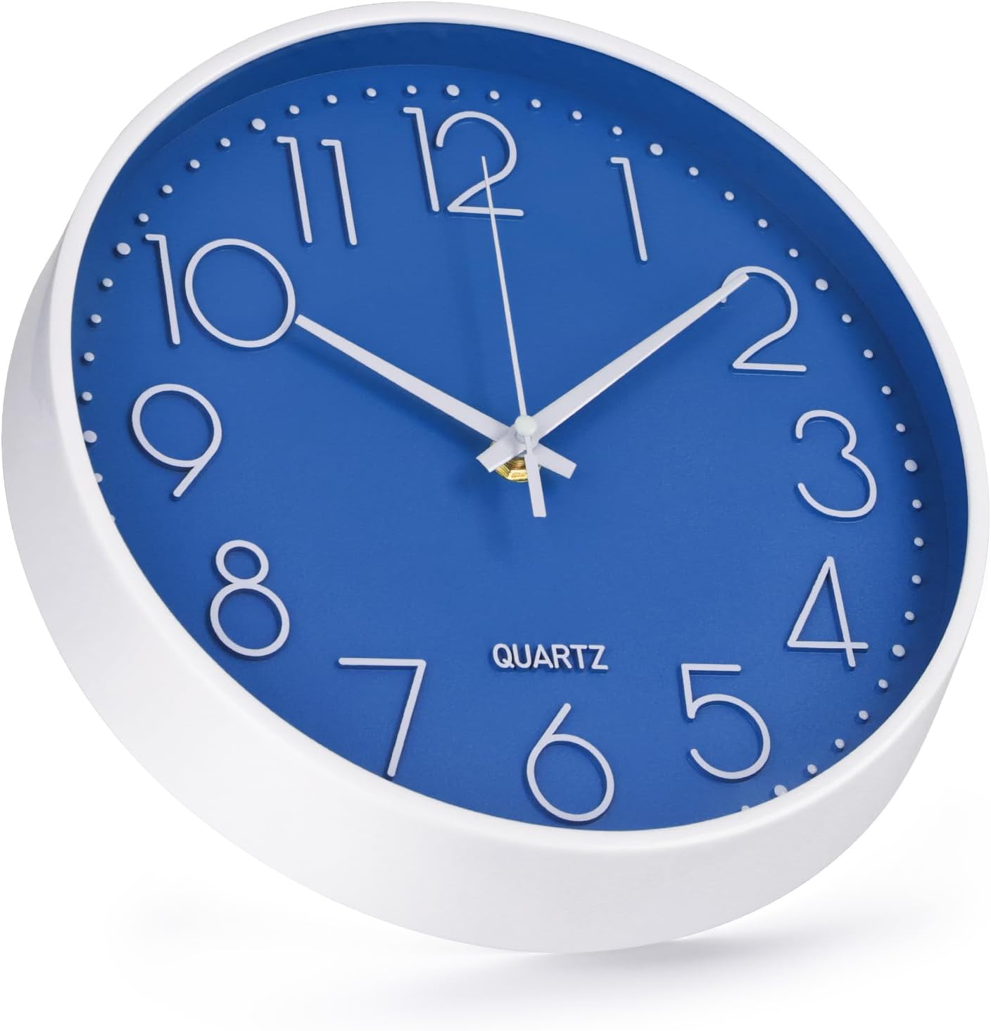 Wall Clock 10 Inch Non-Ticking Silent Modern Simple Style Round Decor Clock Yellow Stereoscopic Dial Quartz Wall Clocks for Home/Office/School/Living Room/Bedroom/Kitchen