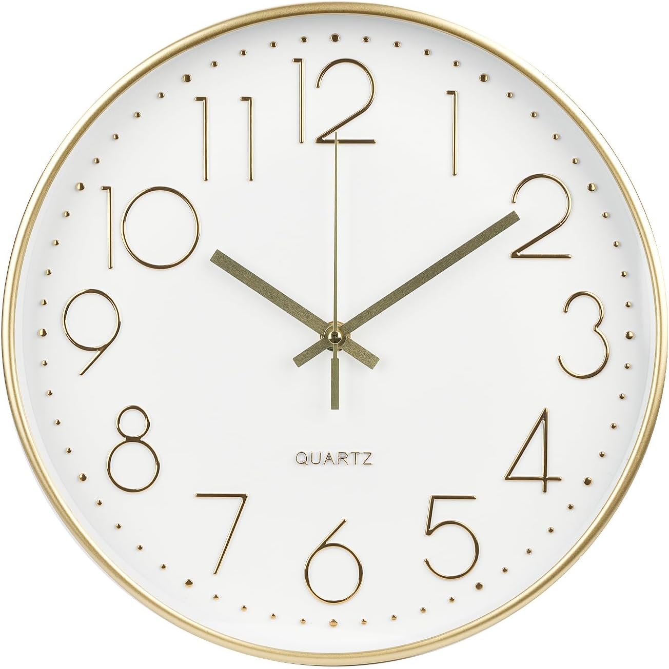 Wall Clock 10 Inch Non-Ticking Silent Modern Simple Style Round Decor Clock Yellow Stereoscopic Dial Quartz Wall Clocks for Home/Office/School/Living Room/Bedroom/Kitchen
