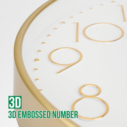 Wall Clock 10 Inch Non-Ticking Silent Modern Simple Style Round Decor Clock Yellow Stereoscopic Dial Quartz Wall Clocks for Home/Office/School/Living Room/Bedroom/Kitchen