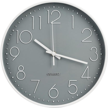 Wall Clock 10 Inch Non-Ticking Silent Modern Simple Style Round Decor Clock Yellow Stereoscopic Dial Quartz Wall Clocks for Home/Office/School/Living Room/Bedroom/Kitchen