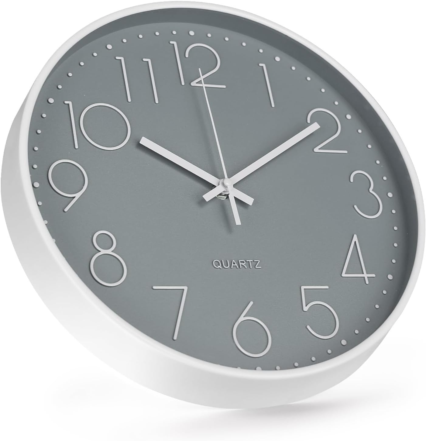 Wall Clock 10 Inch Non-Ticking Silent Modern Simple Style Round Decor Clock Yellow Stereoscopic Dial Quartz Wall Clocks for Home/Office/School/Living Room/Bedroom/Kitchen