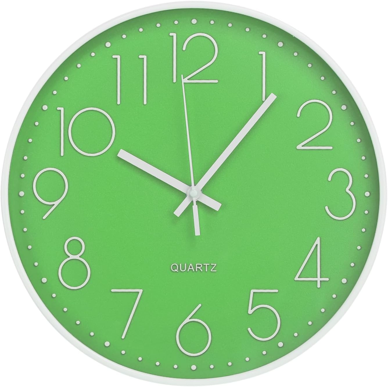 Wall Clock 10 Inch Non-Ticking Silent Modern Simple Style Round Decor Clock Yellow Stereoscopic Dial Quartz Wall Clocks for Home/Office/School/Living Room/Bedroom/Kitchen