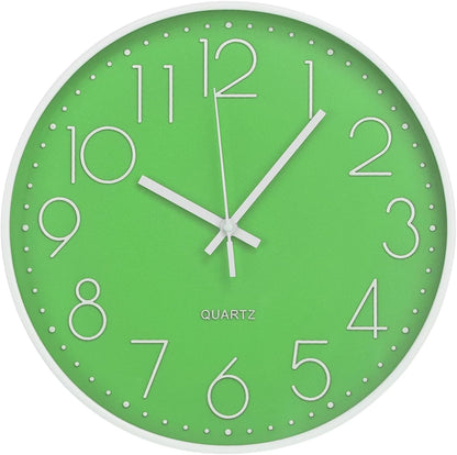 Wall Clock 10 Inch Non-Ticking Silent Modern Simple Style Round Decor Clock Yellow Stereoscopic Dial Quartz Wall Clocks for Home/Office/School/Living Room/Bedroom/Kitchen