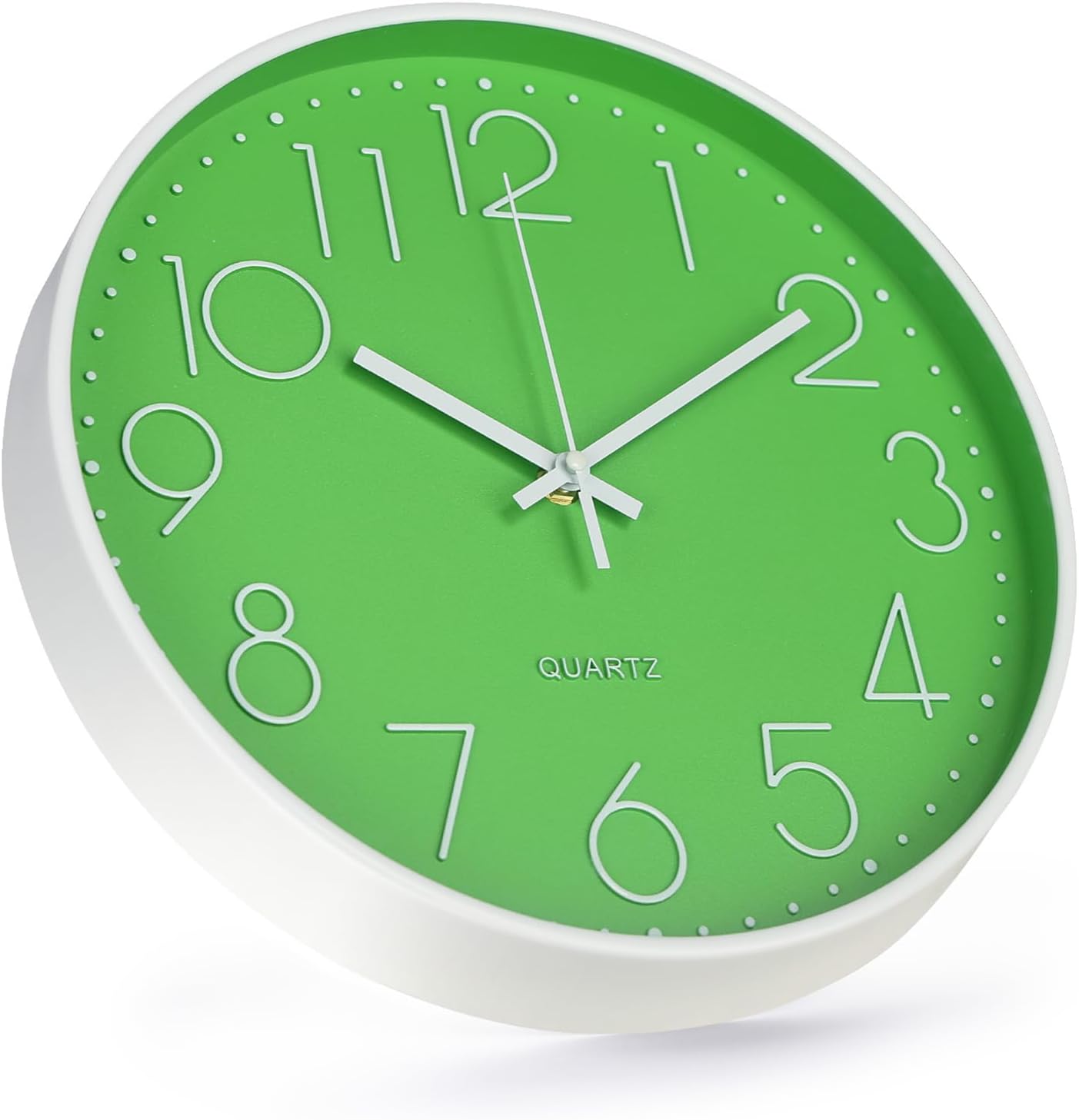 Wall Clock 10 Inch Non-Ticking Silent Modern Simple Style Round Decor Clock Yellow Stereoscopic Dial Quartz Wall Clocks for Home/Office/School/Living Room/Bedroom/Kitchen