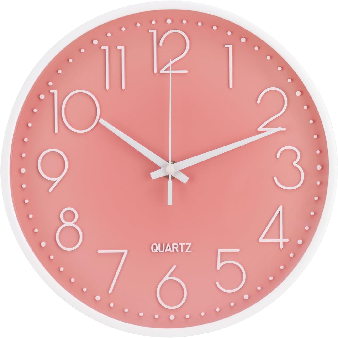 Wall Clock 10 Inch Non-Ticking Silent Modern Simple Style Round Decor Clock Yellow Stereoscopic Dial Quartz Wall Clocks for Home/Office/School/Living Room/Bedroom/Kitchen