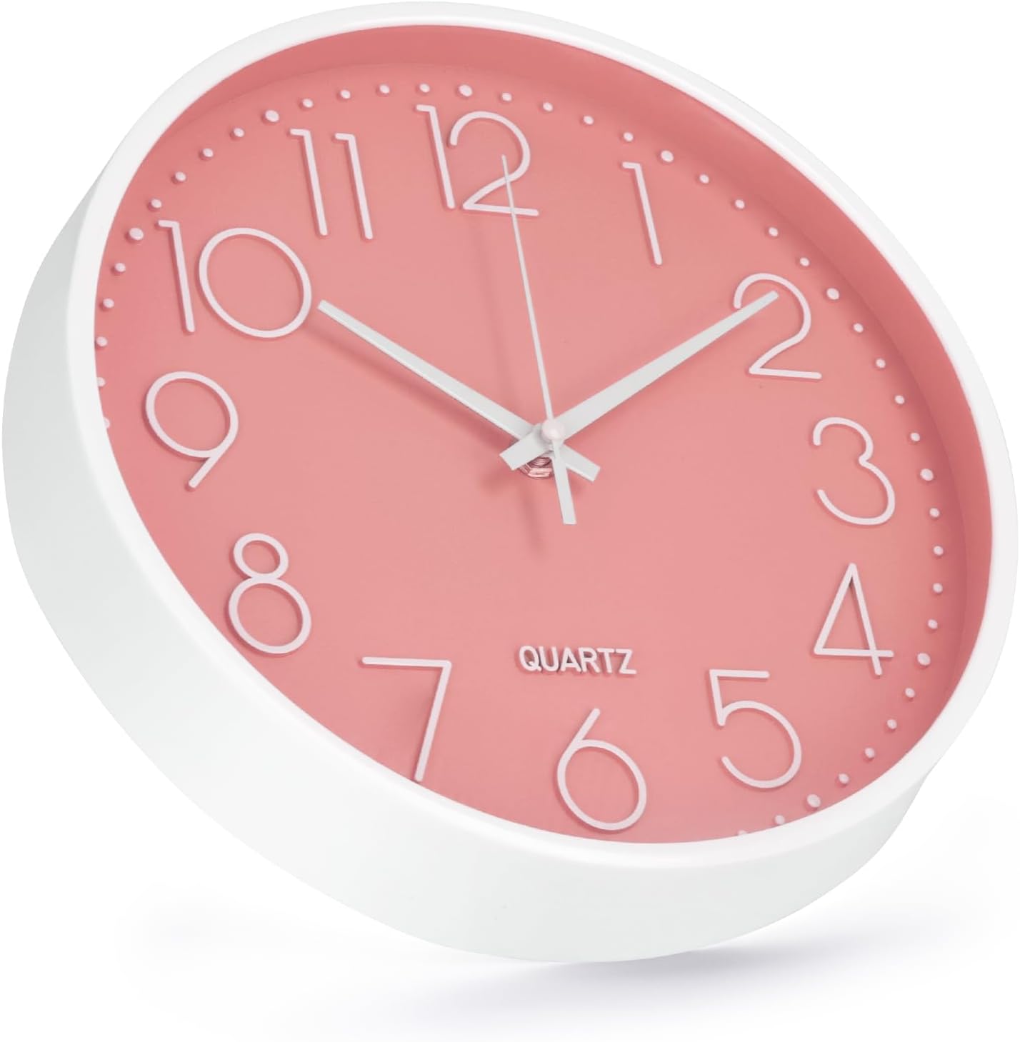 Wall Clock 10 Inch Non-Ticking Silent Modern Simple Style Round Decor Clock Yellow Stereoscopic Dial Quartz Wall Clocks for Home/Office/School/Living Room/Bedroom/Kitchen