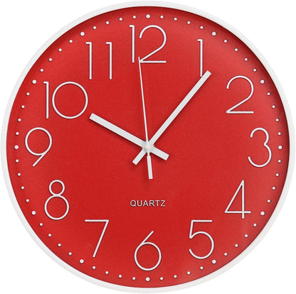 Wall Clock 10 Inch Non-Ticking Silent Modern Simple Style Round Decor Clock Yellow Stereoscopic Dial Quartz Wall Clocks for Home/Office/School/Living Room/Bedroom/Kitchen