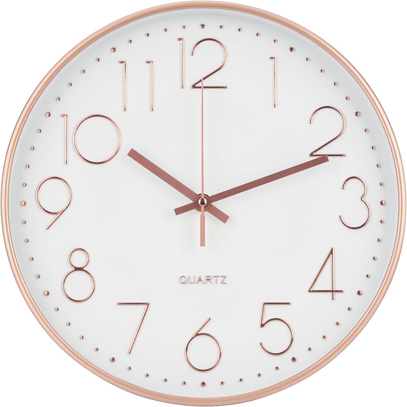 Wall Clock 10 Inch Non-Ticking Silent Modern Simple Style Round Decor Clock Yellow Stereoscopic Dial Quartz Wall Clocks for Home/Office/School/Living Room/Bedroom/Kitchen