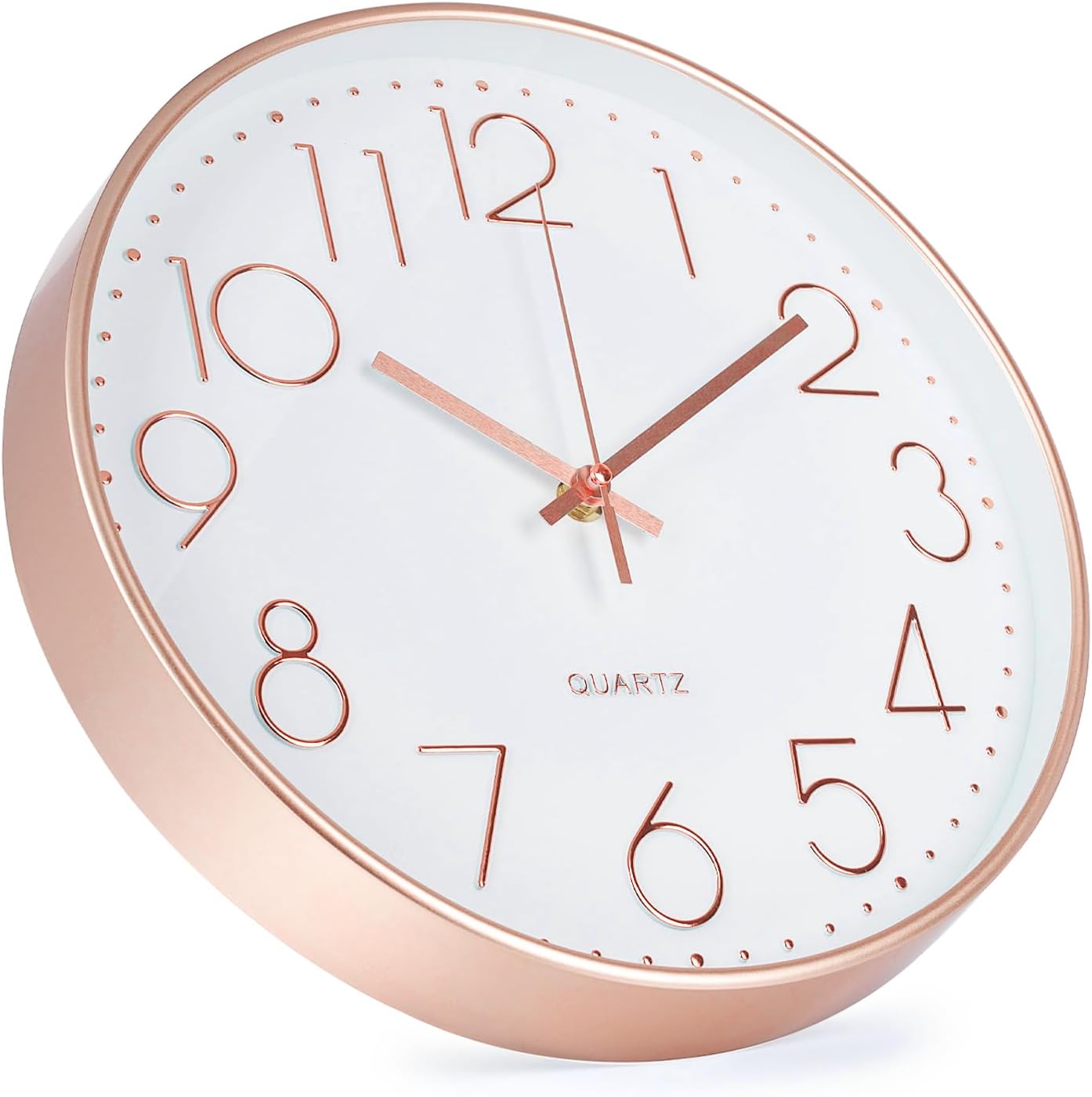 Wall Clock 10 Inch Non-Ticking Silent Modern Simple Style Round Decor Clock Yellow Stereoscopic Dial Quartz Wall Clocks for Home/Office/School/Living Room/Bedroom/Kitchen