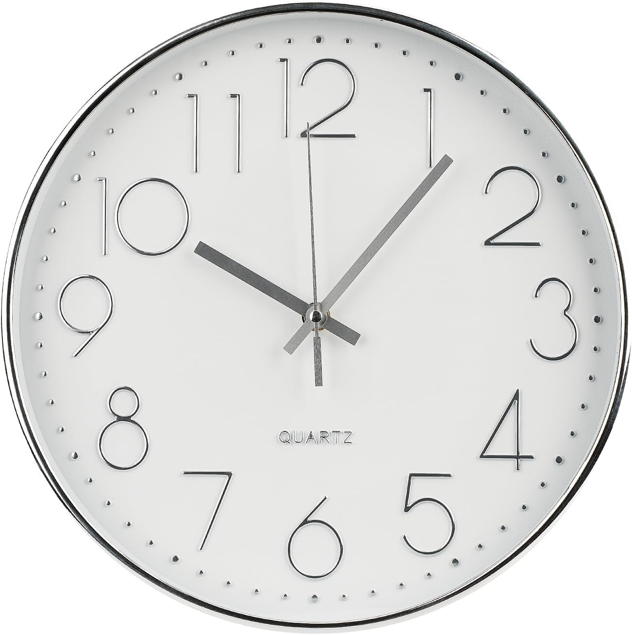 Wall Clock 10 Inch Non-Ticking Silent Modern Simple Style Round Decor Clock Yellow Stereoscopic Dial Quartz Wall Clocks for Home/Office/School/Living Room/Bedroom/Kitchen