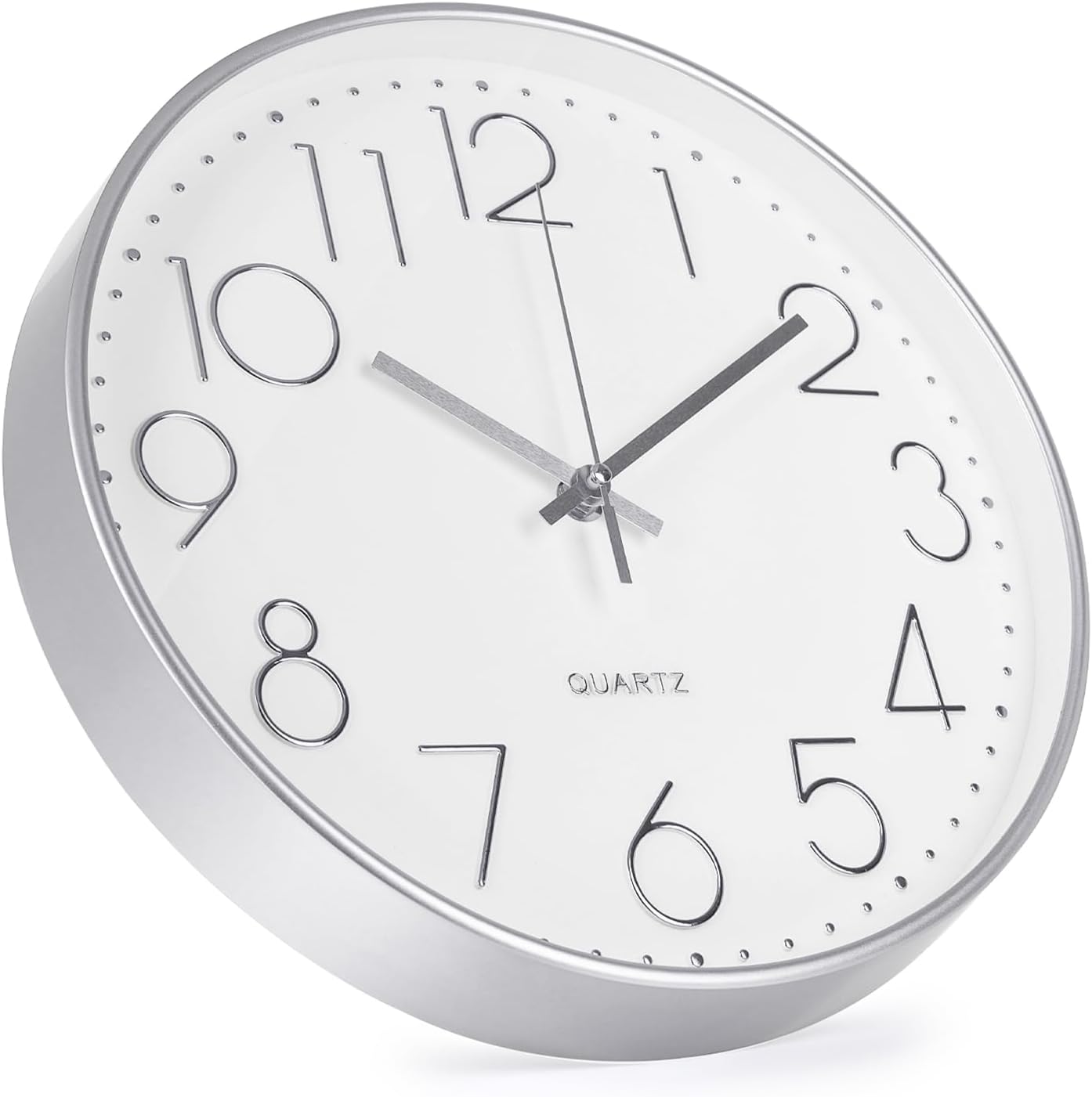 Wall Clock 10 Inch Non-Ticking Silent Modern Simple Style Round Decor Clock Yellow Stereoscopic Dial Quartz Wall Clocks for Home/Office/School/Living Room/Bedroom/Kitchen