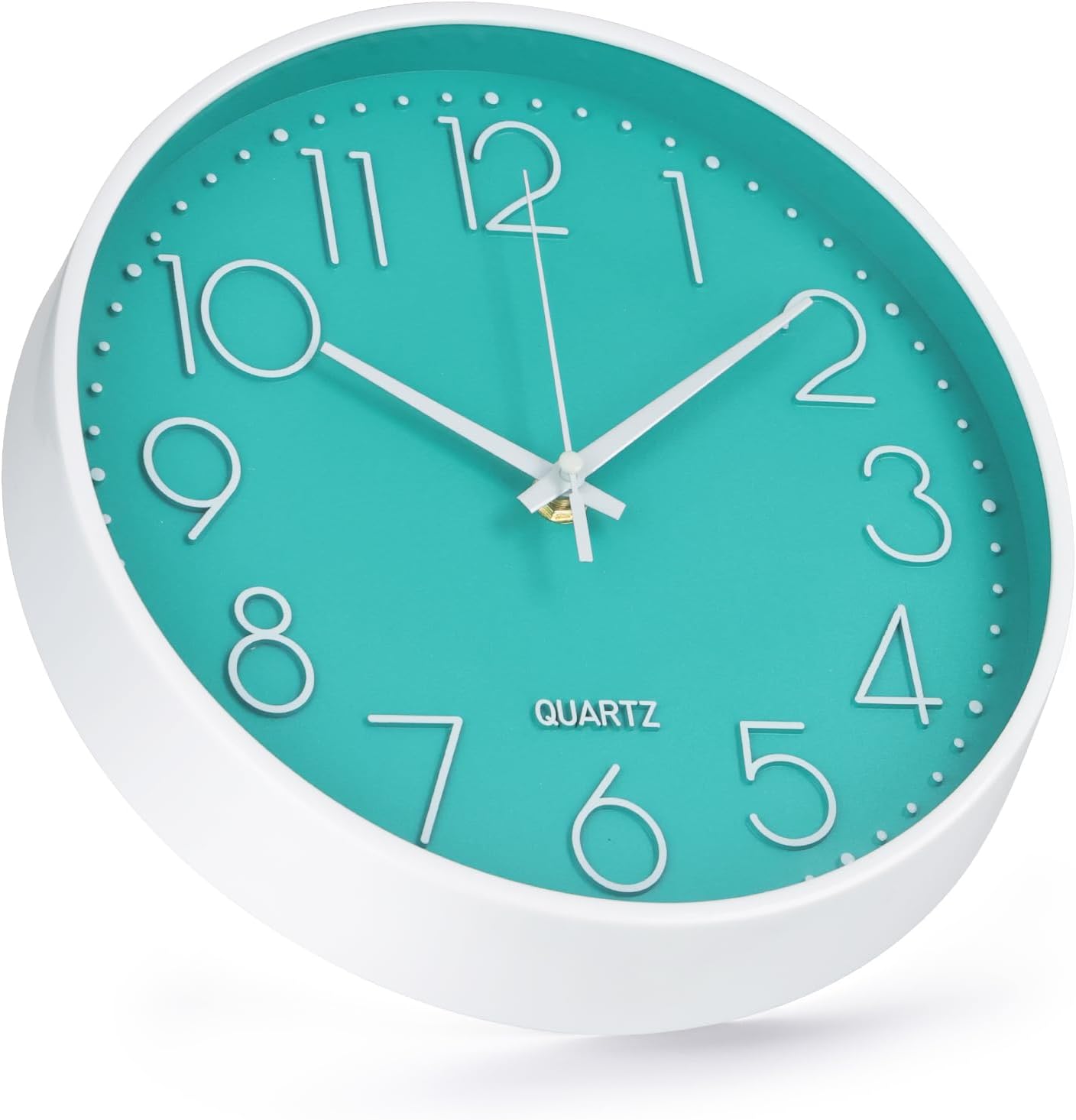 Wall Clock 10 Inch Non-Ticking Silent Modern Simple Style Round Decor Clock Yellow Stereoscopic Dial Quartz Wall Clocks for Home/Office/School/Living Room/Bedroom/Kitchen