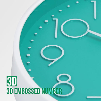 Wall Clock 10 Inch Non-Ticking Silent Modern Simple Style Round Decor Clock Yellow Stereoscopic Dial Quartz Wall Clocks for Home/Office/School/Living Room/Bedroom/Kitchen