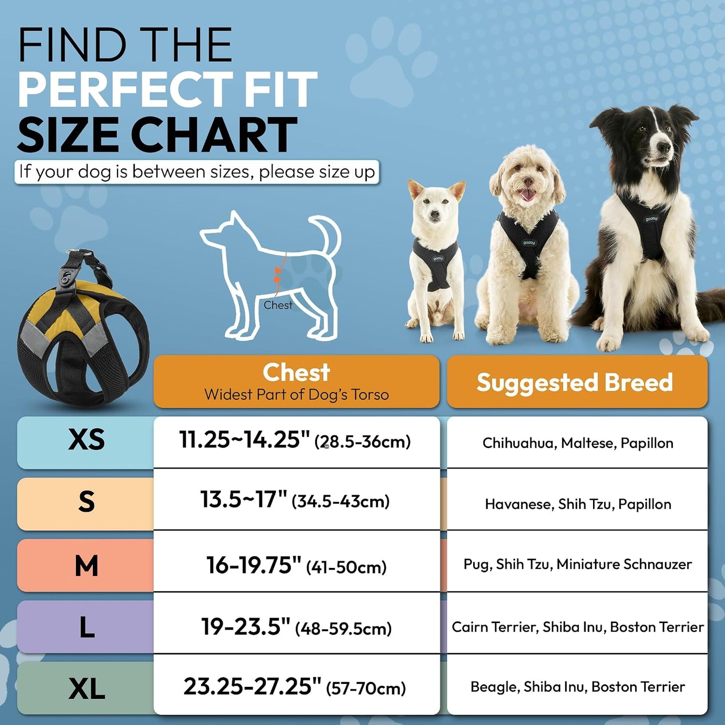 Soft Mesh X Step-in Dog Harness, Choke-Free, Yellow, Medium | Patented choke-free X-frame + deep V-neck; Adjustable Velcro fit; Thick breathable padded mesh; Easy step-in; Flat O-ring