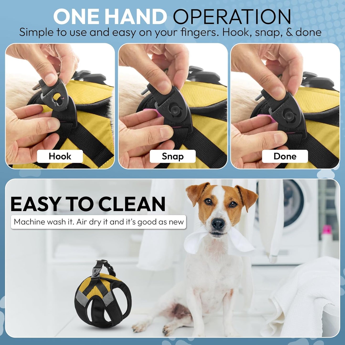 Soft Mesh X Step-in Dog Harness, Choke-Free, Yellow, Medium | Patented choke-free X-frame + deep V-neck; Adjustable Velcro fit; Thick breathable padded mesh; Easy step-in; Flat O-ring