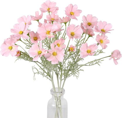 Fake Yellow Flowers Artificial Daisies 5PCS Silk Cosmos Fake Daisies Wild Flowers 24.5”Artificial Wildflowers Table Decor for Baby Shower Centerpieces Wedding Bouquet (Yellow)