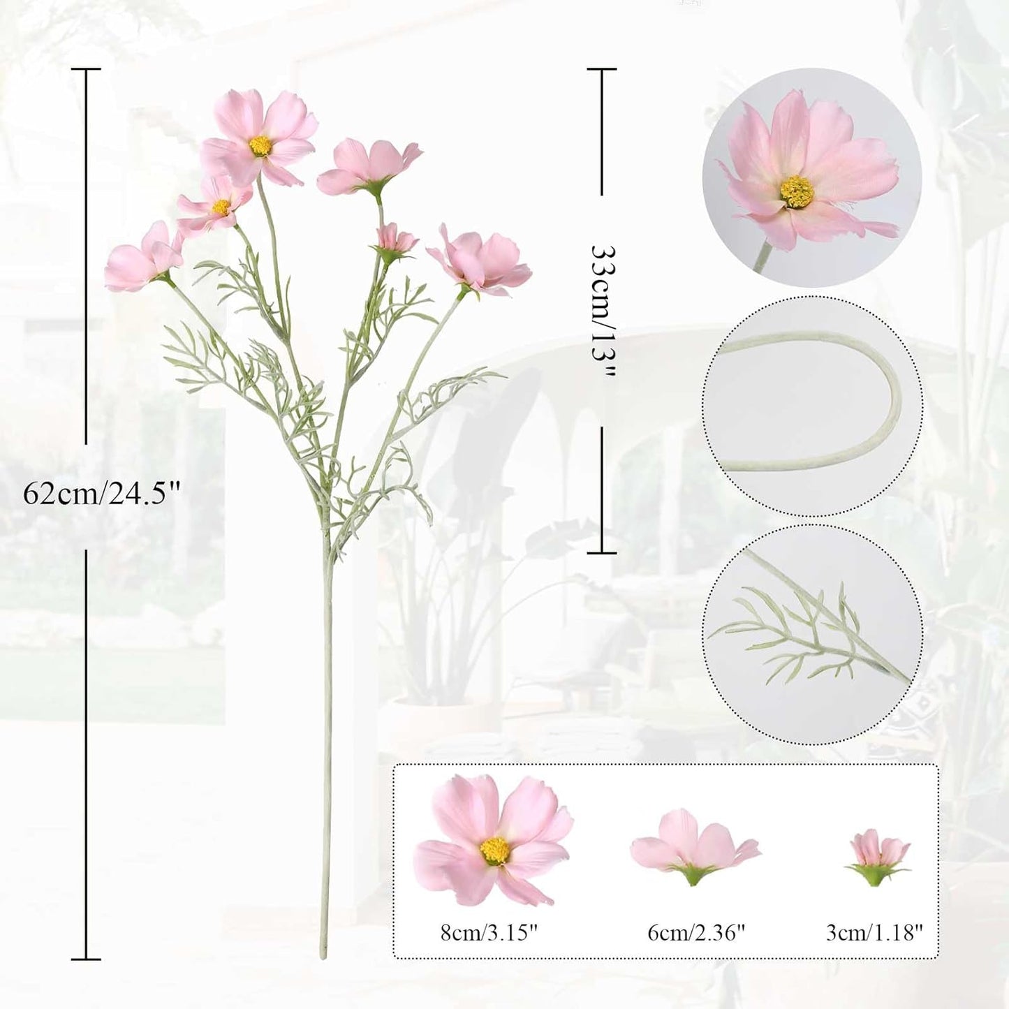 Fake Yellow Flowers Artificial Daisies 5PCS Silk Cosmos Fake Daisies Wild Flowers 24.5”Artificial Wildflowers Table Decor for Baby Shower Centerpieces Wedding Bouquet (Yellow)