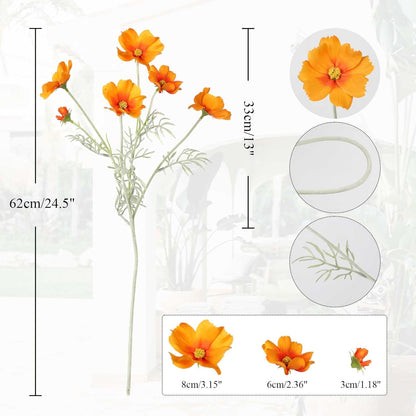 Fake Yellow Flowers Artificial Daisies 5PCS Silk Cosmos Fake Daisies Wild Flowers 24.5”Artificial Wildflowers Table Decor for Baby Shower Centerpieces Wedding Bouquet (Yellow)
