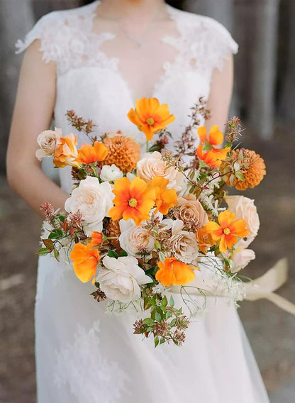 Fake Yellow Flowers Artificial Daisies 5PCS Silk Cosmos Fake Daisies Wild Flowers 24.5”Artificial Wildflowers Table Decor for Baby Shower Centerpieces Wedding Bouquet (Yellow)