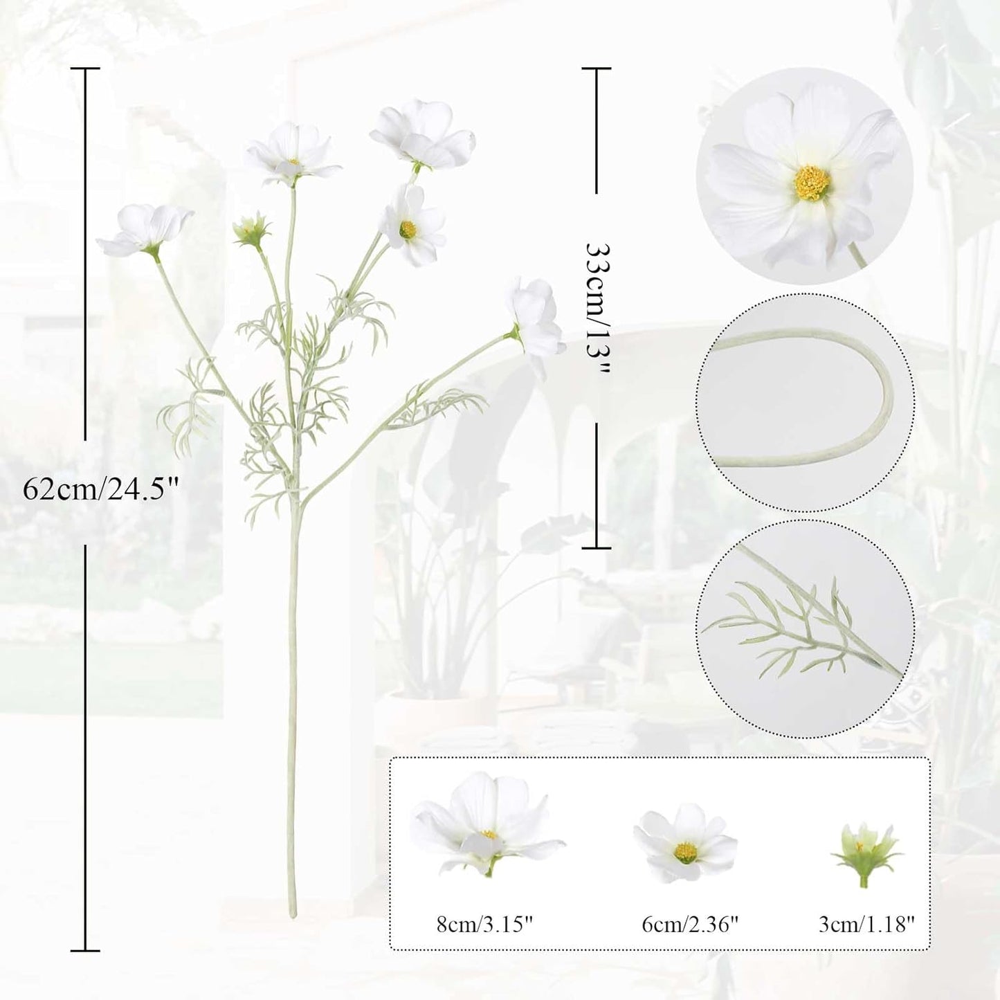 Fake Yellow Flowers Artificial Daisies 5PCS Silk Cosmos Fake Daisies Wild Flowers 24.5”Artificial Wildflowers Table Decor for Baby Shower Centerpieces Wedding Bouquet (Yellow)