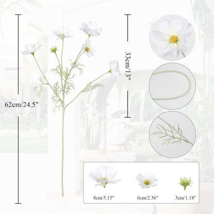 Fake Yellow Flowers Artificial Daisies 5PCS Silk Cosmos Fake Daisies Wild Flowers 24.5”Artificial Wildflowers Table Decor for Baby Shower Centerpieces Wedding Bouquet (Yellow)