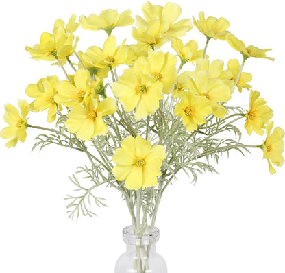 Fake Yellow Flowers Artificial Daisies 5PCS Silk Cosmos Fake Daisies Wild Flowers 24.5”Artificial Wildflowers Table Decor for Baby Shower Centerpieces Wedding Bouquet (Yellow)