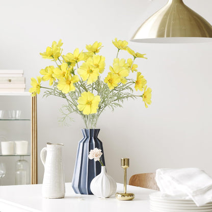Fake Yellow Flowers Artificial Daisies 5PCS Silk Cosmos Fake Daisies Wild Flowers 24.5”Artificial Wildflowers Table Decor for Baby Shower Centerpieces Wedding Bouquet (Yellow)