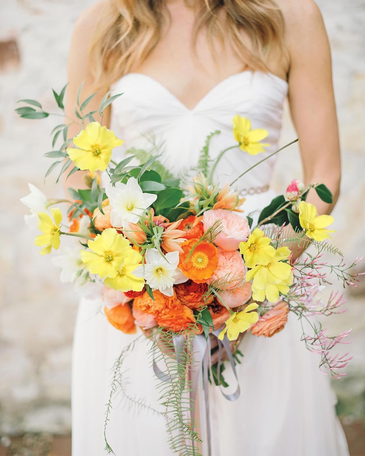 Fake Yellow Flowers Artificial Daisies 5PCS Silk Cosmos Fake Daisies Wild Flowers 24.5”Artificial Wildflowers Table Decor for Baby Shower Centerpieces Wedding Bouquet (Yellow)