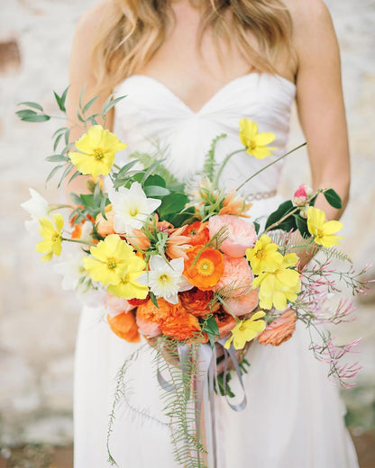 Fake Yellow Flowers Artificial Daisies 5PCS Silk Cosmos Fake Daisies Wild Flowers 24.5”Artificial Wildflowers Table Decor for Baby Shower Centerpieces Wedding Bouquet (Yellow)