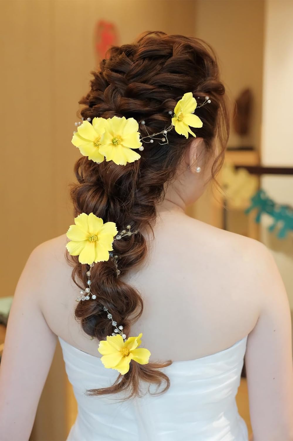Fake Yellow Flowers Artificial Daisies 5PCS Silk Cosmos Fake Daisies Wild Flowers 24.5”Artificial Wildflowers Table Decor for Baby Shower Centerpieces Wedding Bouquet (Yellow)