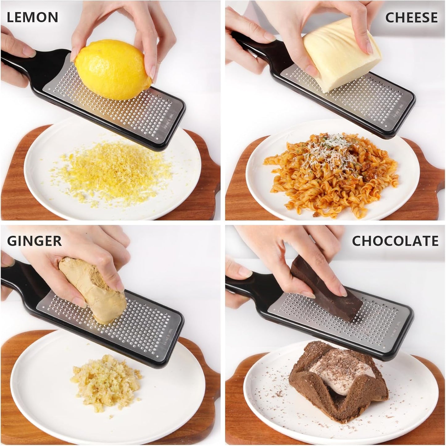 Citrus Lemon Zester & Cheese Grater with Container - Zester Grater with Handle for Parmesan Cheese, Ginger, Garlic, Nutmeg, Chocolate, Fruits, with Anti-Slip Base, Dishwasher Safe