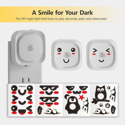 2 Pack Plug in Night Light with Motion Sensor & Dusk to Dawn Sensor, 3 Sensor Modes, Auto ON/Off, Dimmable, Soft Glow for Living Room, Hallway, Stairs, Bathroom, Golden Yellow