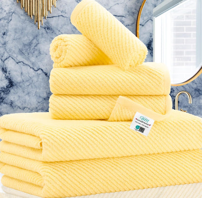 Yellow Bath Towels - 100% Cotton | Quick Dry | Light Weight | Thick | Soft, 6 Piece Towel Set, 2 Large Bath 30"x56", 2 Hand 18"x28", 2 Washcloths 13"x13", Lemon Yellow Towel Gift Set